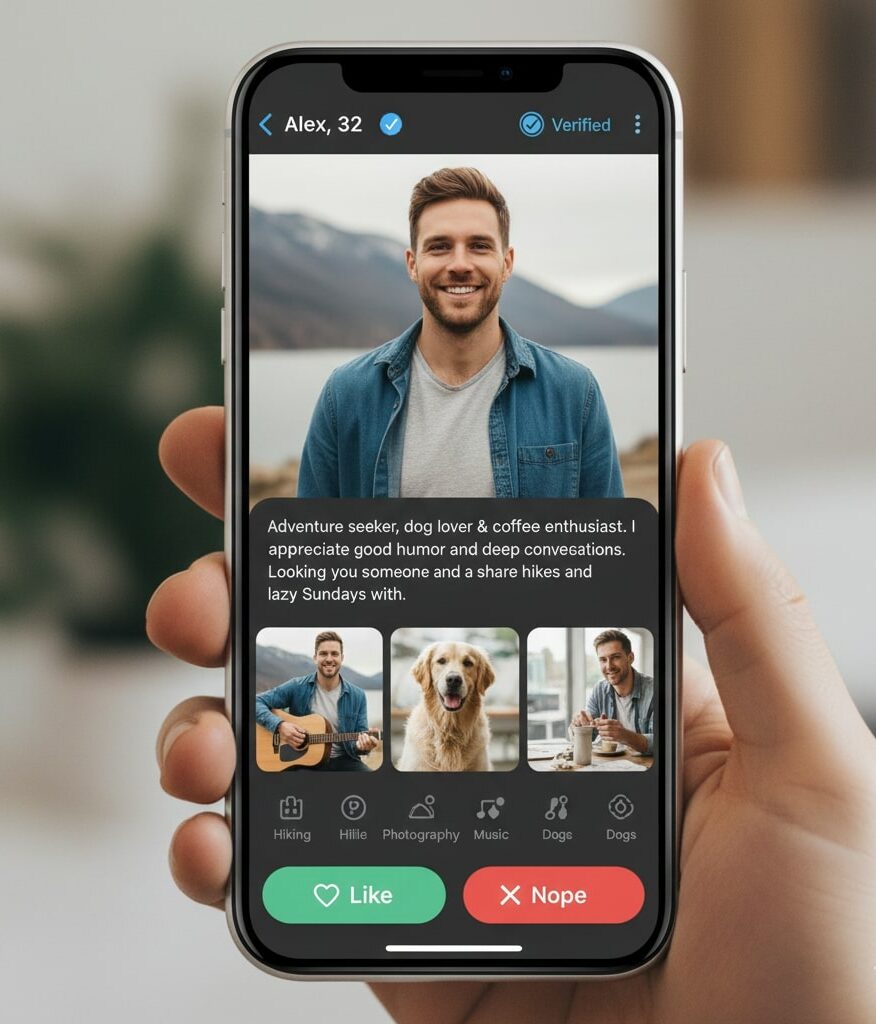 Barentin : écran d'application de rencontre sur smartphone, idéal pour optimiser son profil